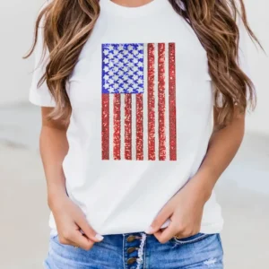 Shimmery American Flag Graphic Tee