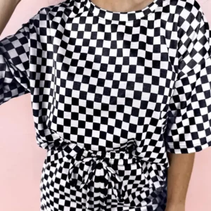 Black Checkered 2pc Loungewear Set