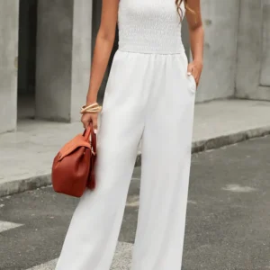 White Smocked Jumpsuit