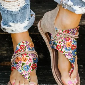 Floral Print Zip Flip-Flops