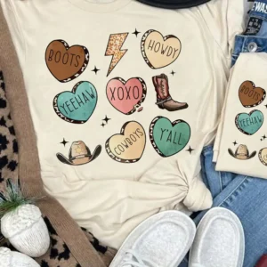 Khaki Western Graphic Valentine T-shirt