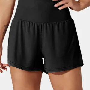 Trendy Sleek Black Pocketed Swim Shorts for Summer Casual Wear with Solid Color Style