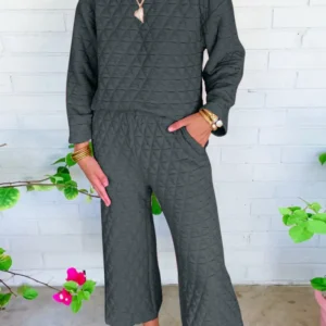 Quilted Dark Grey Two Piece Set