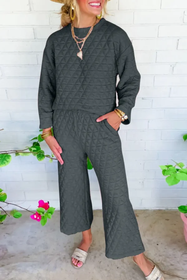 Quilted Dark Grey Two Piece Set