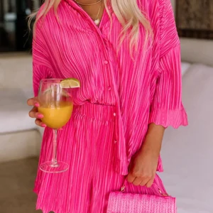 Rosy Pleated 2-piece Lounge Set - Southern Belle Style