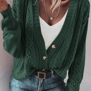 Green Canton Open Knit Drop-Shoulder Cardigan