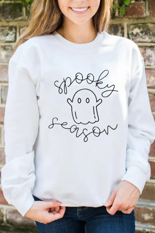 Beige Cute Ghost Spooky Season Sweatshirt