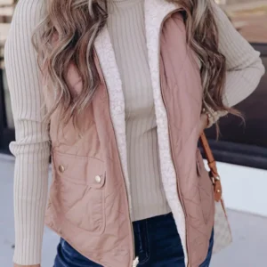 Pink Quilted Vest Coats