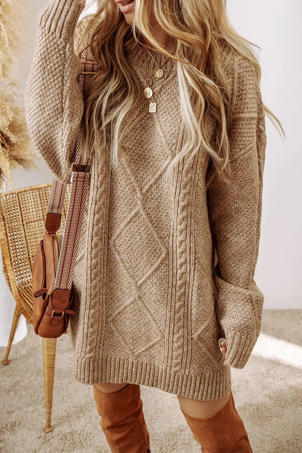 cozy cable knit dress β Chic Cozy Parchment Cable Knit Sweater Dress for Casual Winter Style and Effortless Comfort