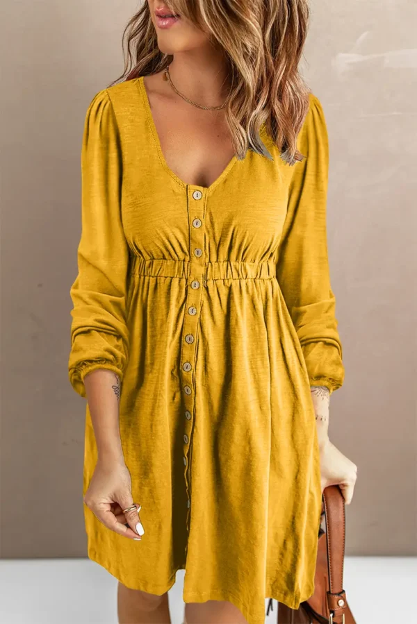 Sunny Yellow Button-Up Dress