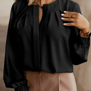 Gathered Black Stretch Shirt