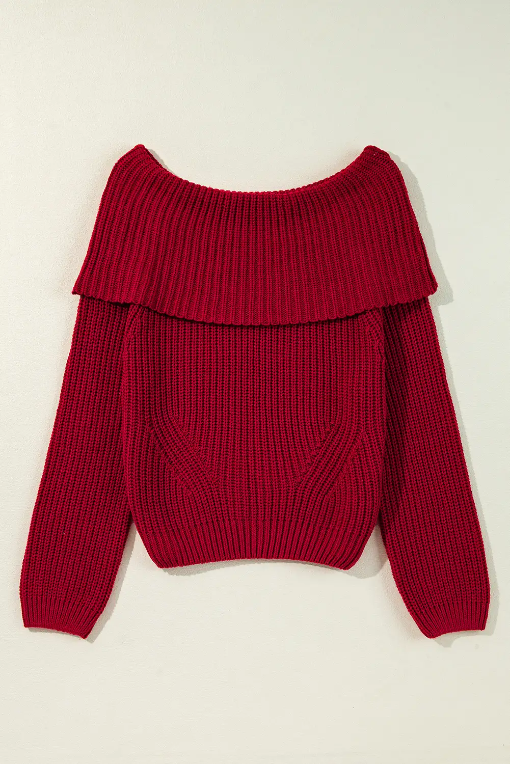 Close look at the cotton-blend racing red knit texture