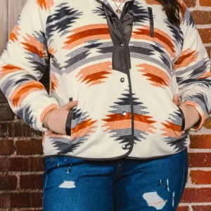 Cozy Gray Aztec Plus Size Jacket