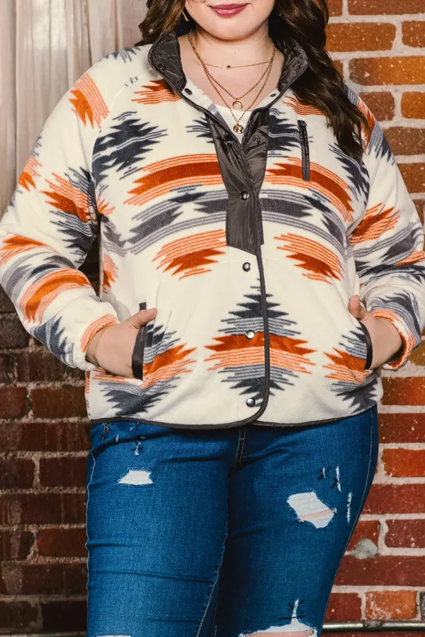 Cozy Gray Aztec Plus Size Jacket