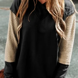 Trendy Black Colorblock Hoodie