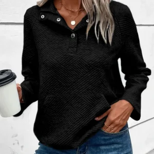 Textured Black Knit Hooded Sweatshirt