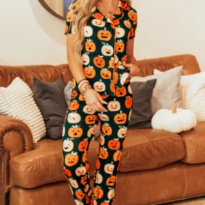 Cozy Festive Halloween Orange Pajama Set for Ultimate Comfort and Spooky Fun in Loungewear and Sleepwear
