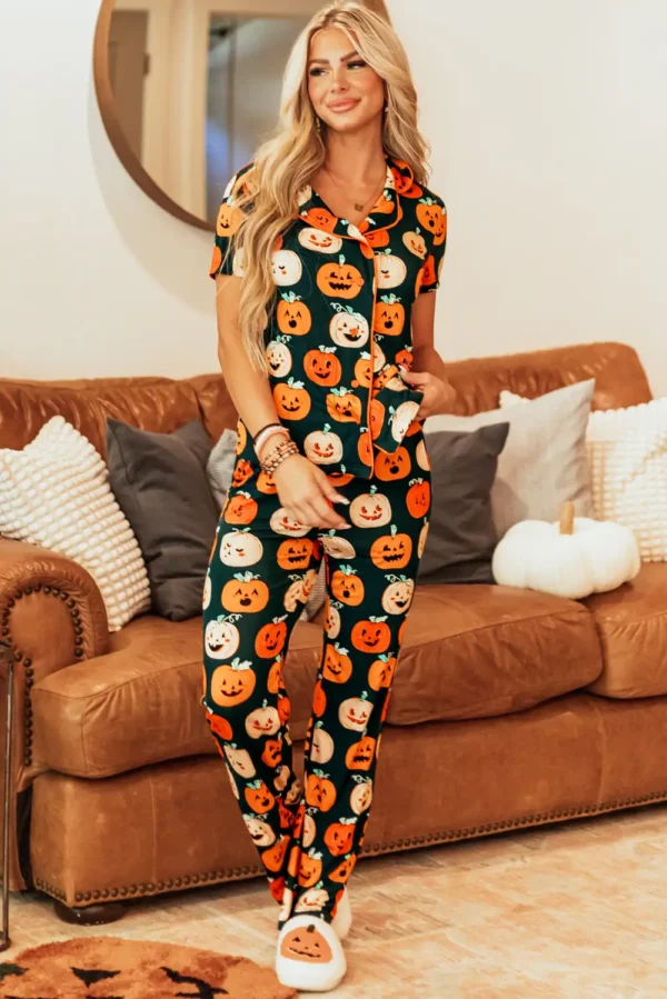 Festive Halloween Orange Pajama Set