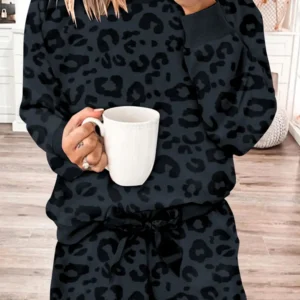 Leopard Satin Tie Shorts Set