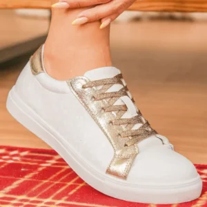 White Leopard Print Glitter PU Leather Lace-Up Shoes