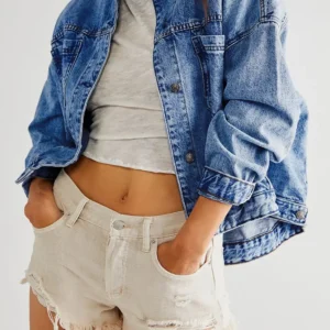 Oversized Vintage Dark Blue Denim Jacket for Casual Fall and Autumn Style