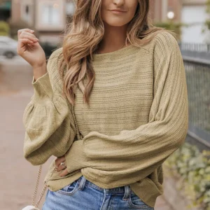Apricot Textured Knit Sweater