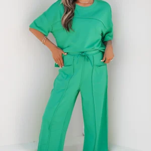 Mint Green Boxy Tee & Barrel Pants Set