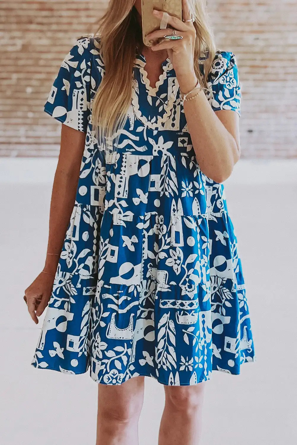 Blue Floral Loose Dress