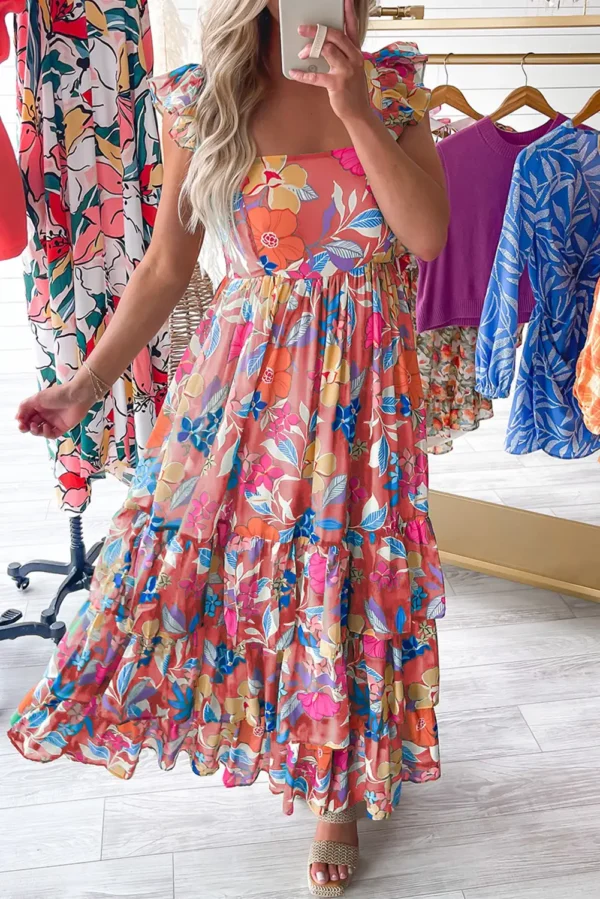 Pink Floral Maxi Dress