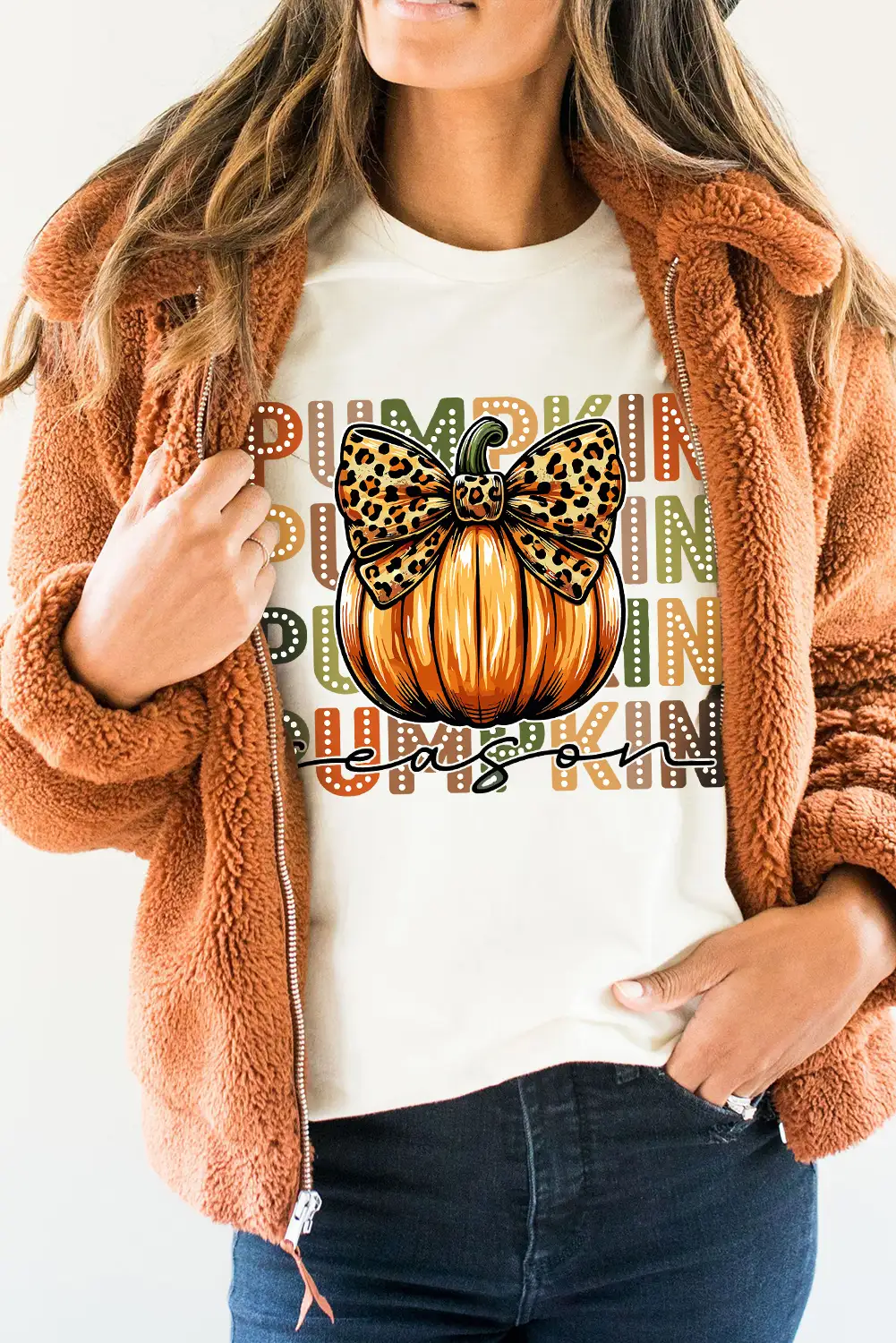 Leopard Bow Print White T-Shirt