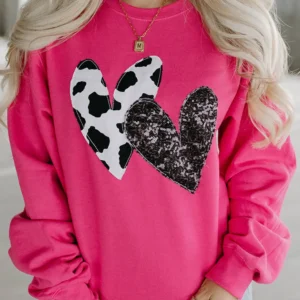 Strawberry Pink Cow & Sequin Sweatshirt