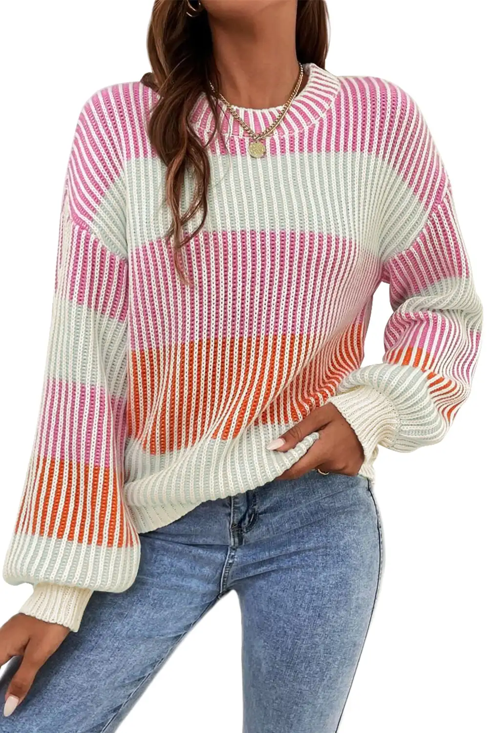 Full view of the knit sweater for everyday winter layering