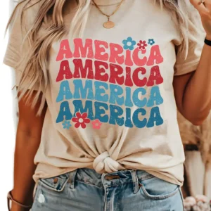 Fresh Khaki AMERICA Floral T Shirt