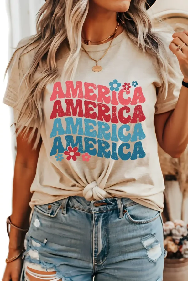 Fresh Khaki AMERICA Floral T Shirt