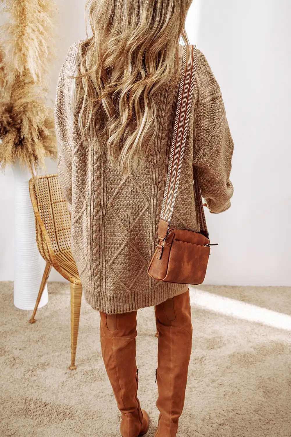 Relaxed winter dress styled with everyday boots