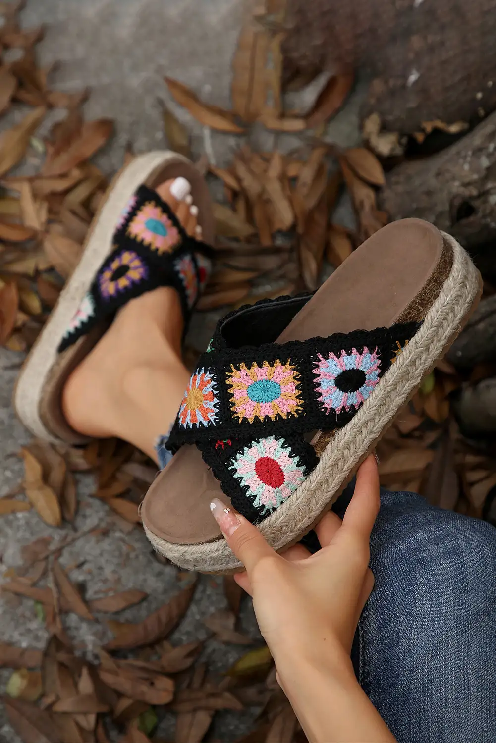 Boho Crochet Crossover Slippers