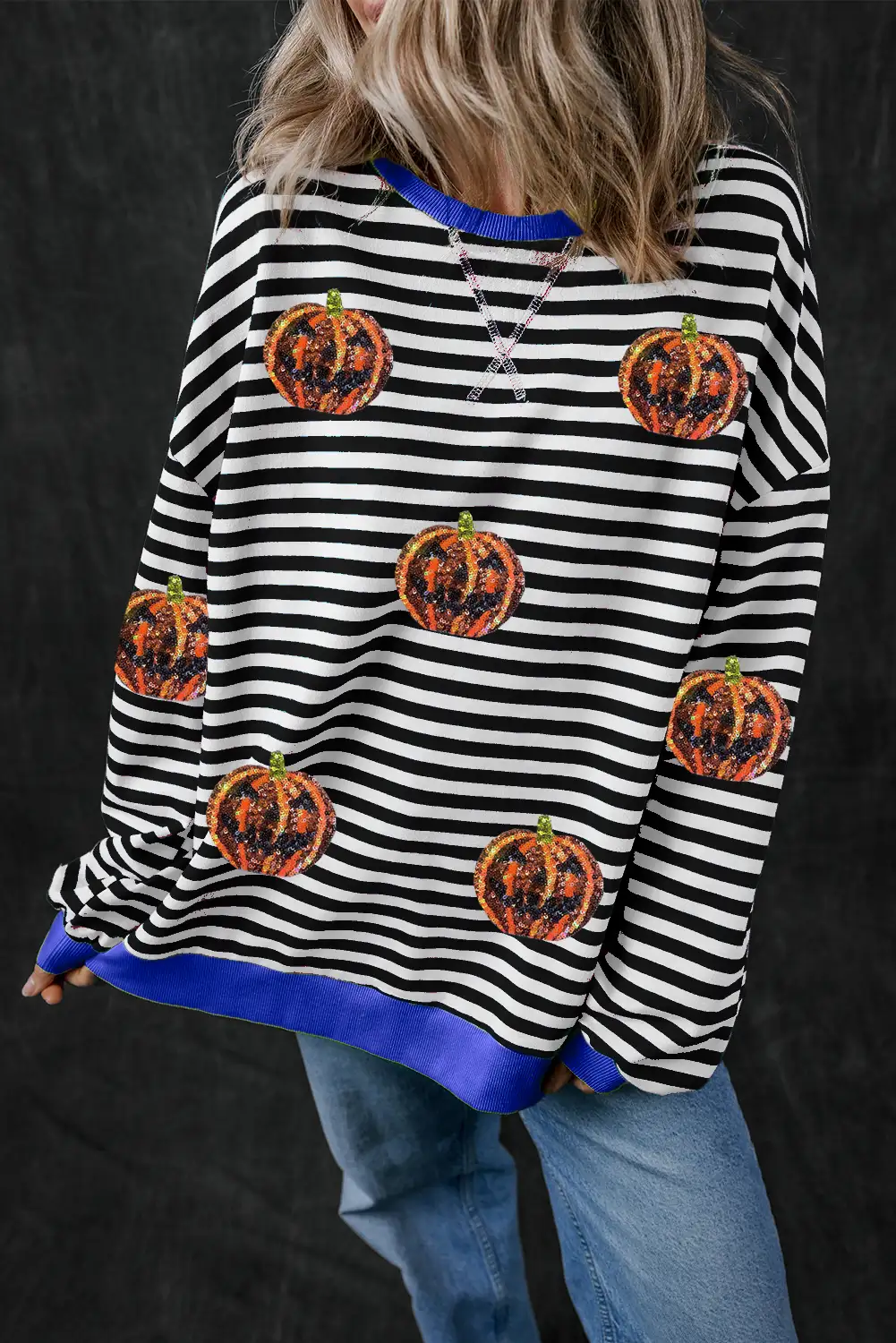 Funny Halloween Pumpkin Face Oversize Sweatshirt