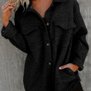 Retro Quilted Black Shacket