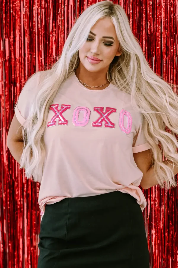 Shiny Pink XOXO Graphic Tee