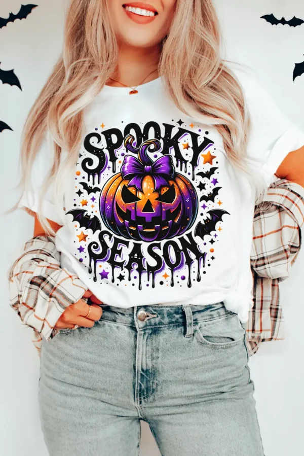 White Pumpkin Bat Halloween T Shirt