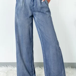 Dusk Blue Acid Wash Wide Leg Jeans for Effortless Daily Casual Spring Style
