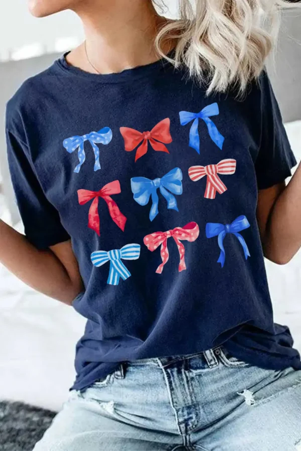 Blue Diverse Bowknot Graphic Tee