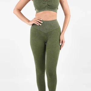 Moss Green Ribbed Sports Set