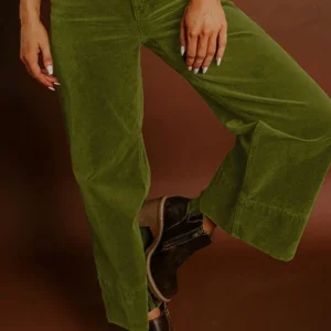 Vineyard Green Corduroy High-Waist Wide-Leg Pants