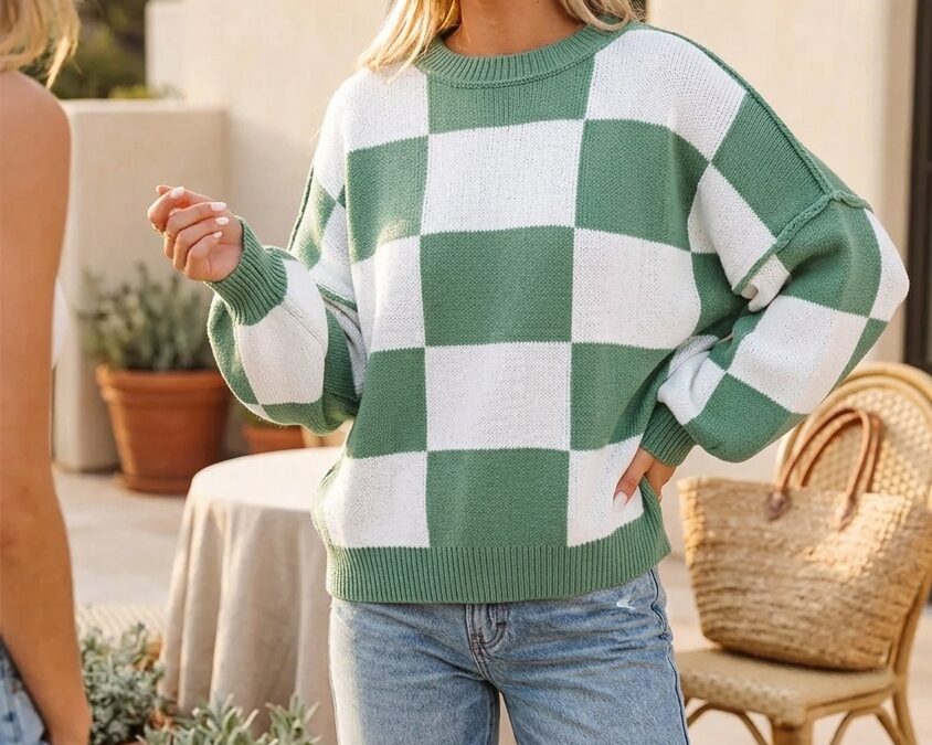 Green Checkered Knit That Makes Fall Feel Effortless
