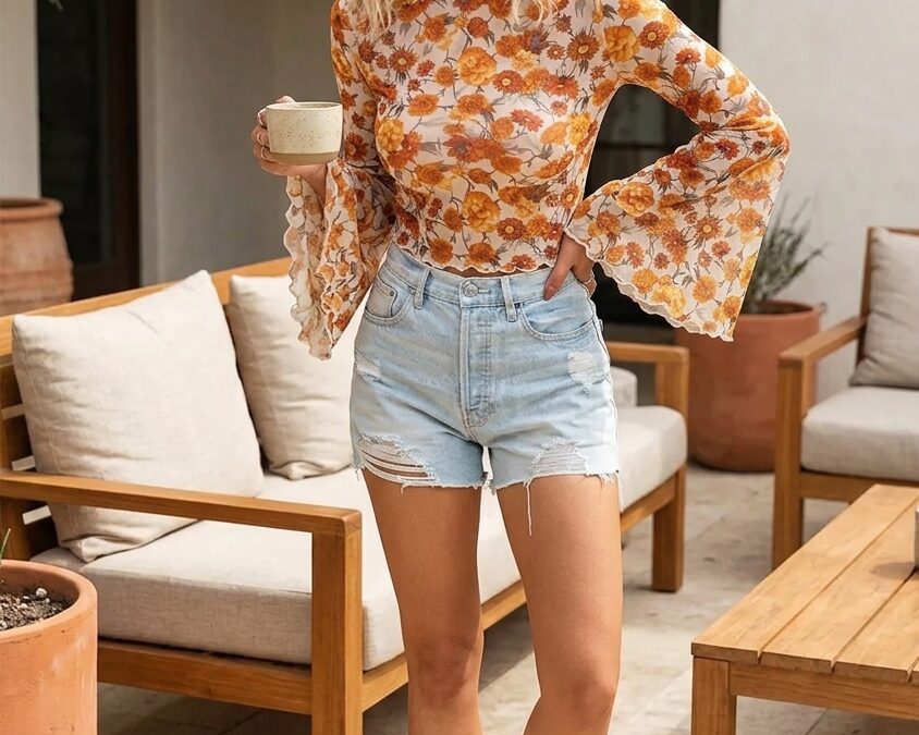 Orange Floral Blouse That Makes Ordinary Days Feel Brighter
