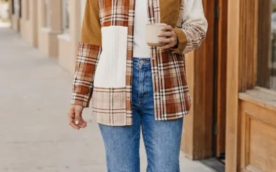 orange color block jacket for Women Fall Outerwear