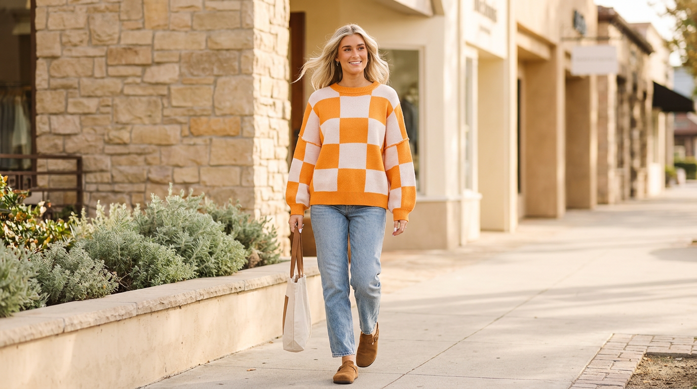 Playful Orange Checks: Your New Favorite Fall Layer